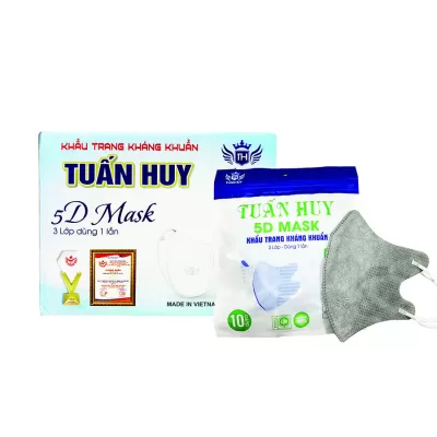 Khẩu Trang 5D Mask Tuấn Huy Xám Thùng 100 Cái
